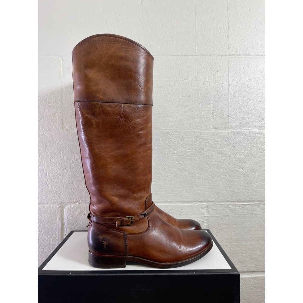 Frye Harness 3475445 Brown Leather Tall Boots Pull On Women's Size 6.5 B